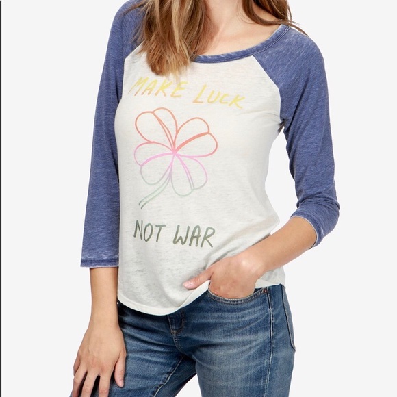 Lucky Brand Tops - 1 LEFT! NEW Graphic Hippie Make Luck Not War top